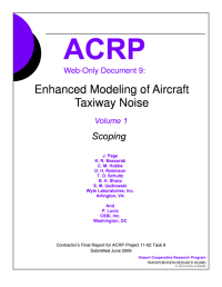 Enhanced Modeling of Aircraft Taxiway Noise, Volume 1: Scoping