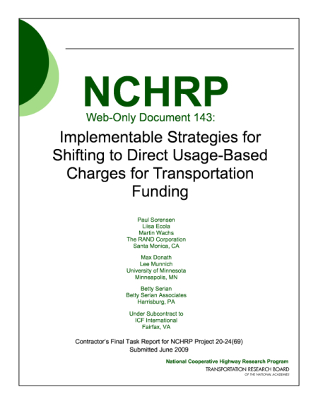 Implementable Strategies for Shifting to Direct Usage-Based Charges for Transportation Funding