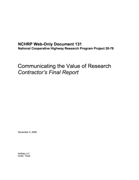Communicating the Value of Research: Contractor's Final Report