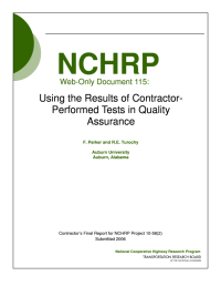 Using the Results of Contractor-Performed Tests in Quality Assurance: Contractor's Final Report