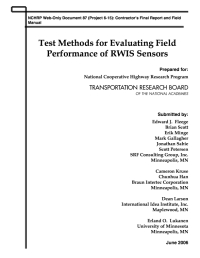Test Methods for Evaluating Field Performance of RWIS Sensors
