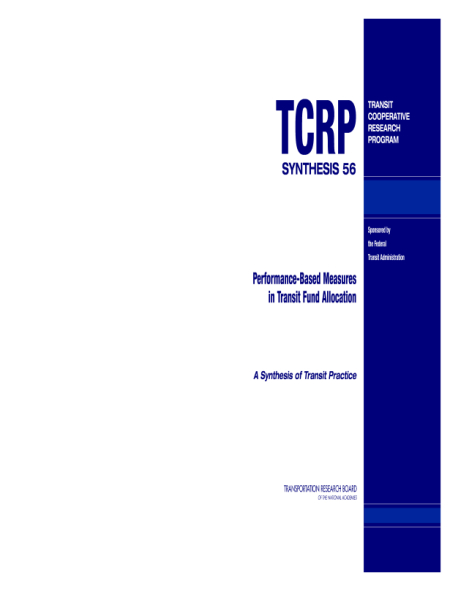 TCRP 56 - TITLE PAGE | Performance-Based Measures in Transit Fund