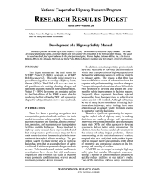Development of a Highway Safety Manual