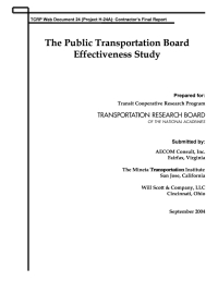 The Public Transportation Board Effectiveness Study