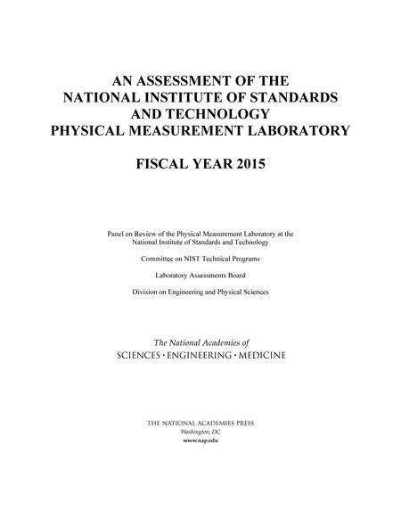 Cover: An Assessment of the National Institute of Standards and Technology Physical Measurement Laboratory: Fiscal Year 2015