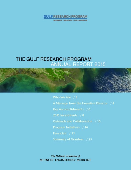 Cover: The Gulf Research Program Annual Report 2015