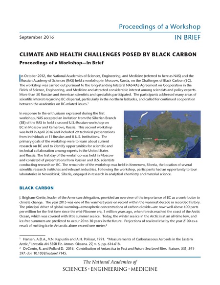 Climate and Health Challenges Posed by Black Carbon: Proceedings of a Workshop–in Brief