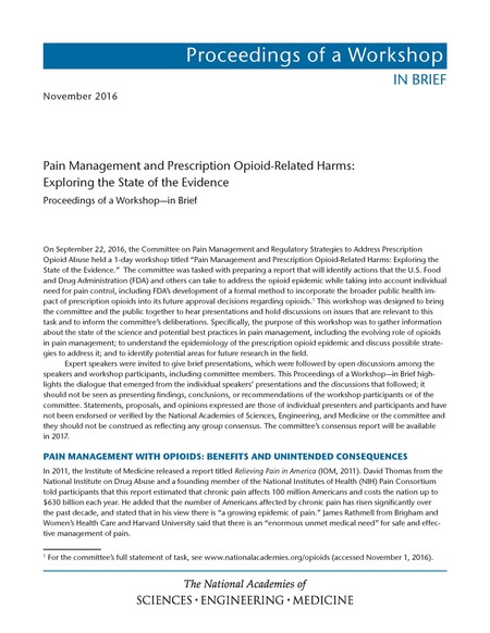 Pain Management and Prescription Opioid-Related Harms: Exploring the State of the Evidence: Proceedings of a Workshop—in Brief