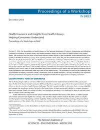 Health Insurance and Insights from Health Literacy: Helping Consumers Understand: Proceedings of a Workshop—in Brief