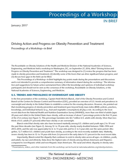 Driving Action and Progress on Obesity Prevention and Treatment: Proceedings of a Workshop—in Brief