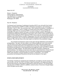 Research and Technology Coordinating Committee Letter Report: March 28, 2017