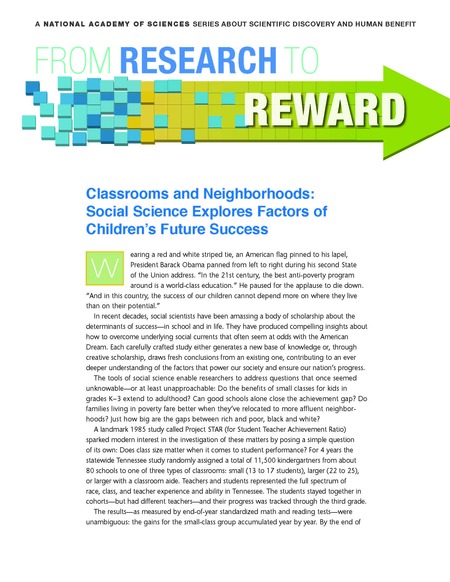From Research to Reward: Classrooms and Neighborhoods: Social Science Explores Factors of Children’s Future Success