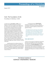 Soils: The Foundation of Life: Proceedings of a Workshop–in Brief