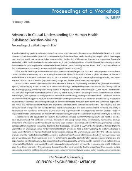 Cover: Advances in Causal Understanding for Human Health Risk-Based Decision-Making: Proceedings of a Workshop—in Brief