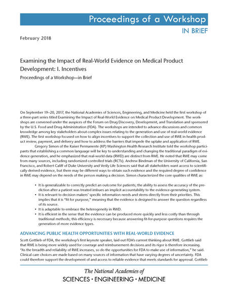 Examining the Impact of Real-World Evidence on Medical Product Development: I. Incentives: Proceedings of a Workshop—in Brief
