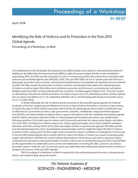 Identifying the Role of Violence and Its Prevention in the Post-2015 Global Agenda: Proceedings of a Workshop—in Brief