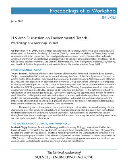 U.S.-Iran Discussion on Environmental Trends: Proceedings of a Workshop–in Brief
