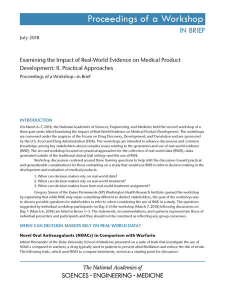 Cover: Examining the Impact of Real-World Evidence on Medical Product Development: II. Practical Approaches: Proceedings of a Workshop—in Brief