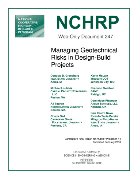 Cover: Managing Geotechnical Risks in Design–Build Projects
