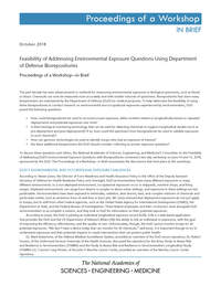 Feasibility of Addressing Environmental Exposure Questions Using Department of Defense Biorepositories: Proceedings of a Workshop–in Brief