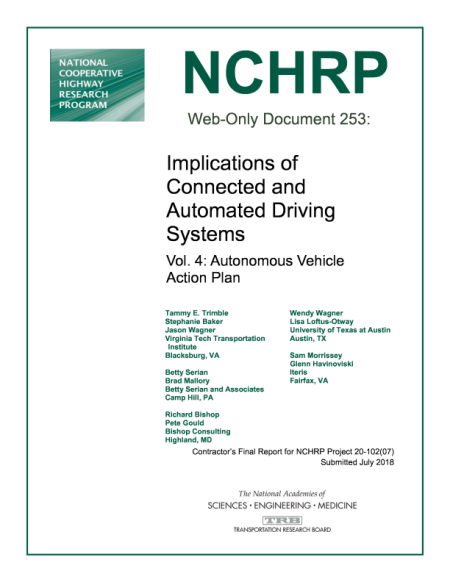 Cover: Implications of Connected and Automated Driving Systems, Vol. 4: Autonomous Vehicle Action Plan