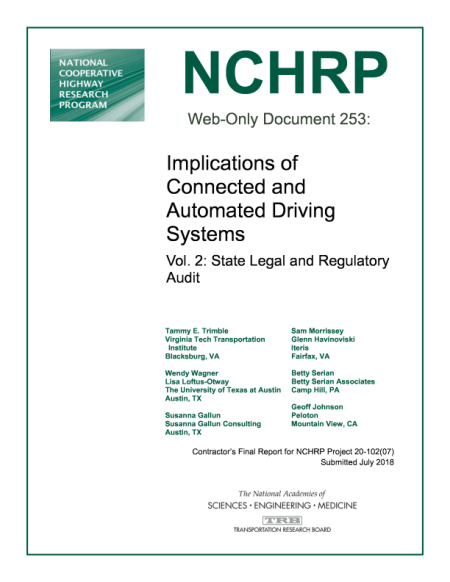Cover: Implications of Connected and Automated Driving Systems, Vol. 2: State Legal and Regulatory Audit