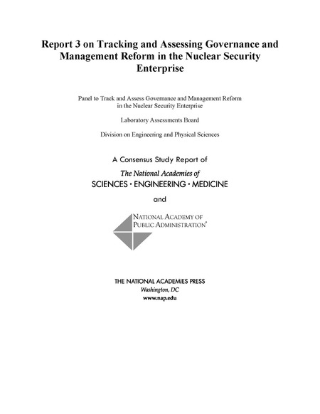Cover: Report 3 on Tracking and Assessing Governance and Management Reform in the Nuclear Security Enterprise