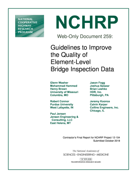Cover: Guidelines to Improve the Quality of Element-Level Bridge Inspection Data