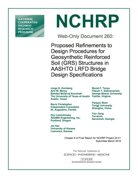 Cover: Proposed Refinements to Design Procedures for Geosynthetic Reinforced Soil (GRS) Structures in AASHTO LRFD Bridge Design Specifications