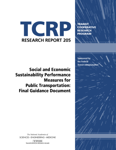 Cover:Social and Economic Sustainability Performance Measures for Public Transportation: Final Guidance Document