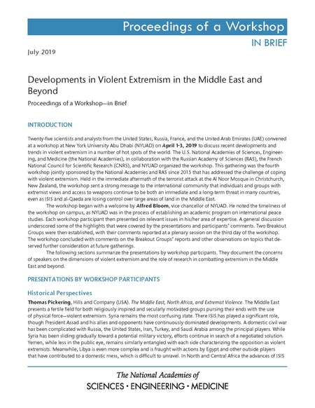 Developments in Violent Extremism in the Middle East and Beyond: Proceedings of a Workshop–in Brief