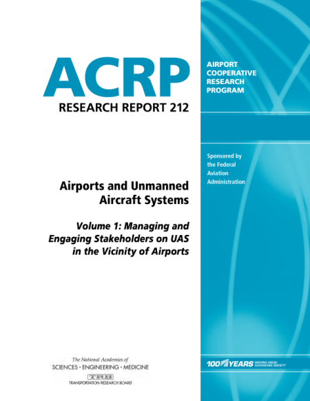 Cover: Airports and Unmanned Aircraft Systems, Volume 1: Managing and Engaging Stakeholders on UAS in the Vicinity of Airports
