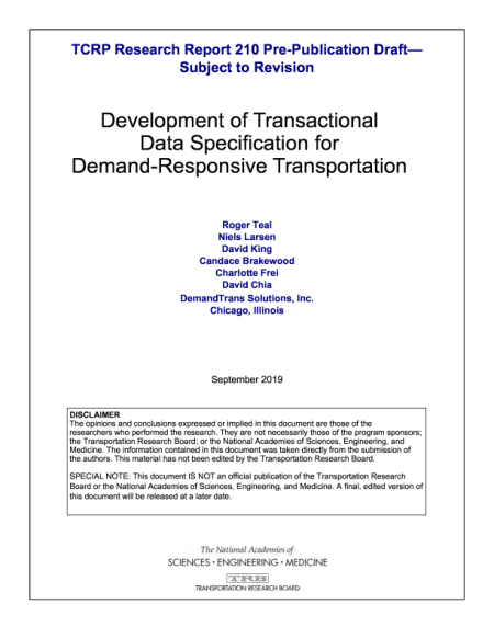 Cover: Development of Transactional Data Specification for Demand-Responsive Transportation