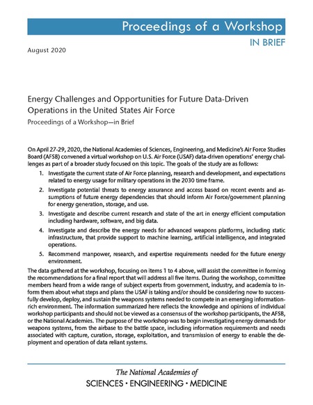 Cover: Energy Challenges and Opportunities for Future Data-Driven Operations in the United States Air Force: Proceedings of a Workshop–in Brief