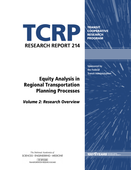 Cover: Equity Analysis in Regional Transportation Planning Processes, Volume 2: Research Overview