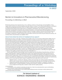 Barriers to Innovations in Pharmaceutical Manufacturing: Proceedings of a Workshop–in Brief