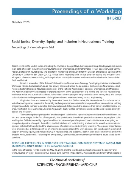 Racial Justice, Diversity, Equity, and Inclusion in Neuroscience Training: Proceedings of a Workshop—in Brief