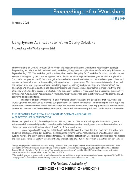 Using Systems Applications to Inform Obesity Solutions: Proceedings of a Workshop—in Brief