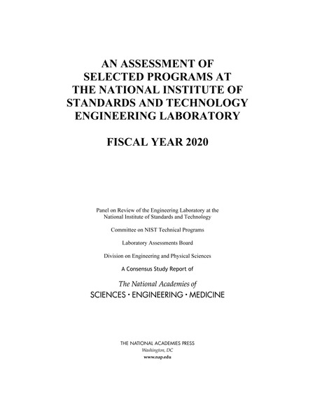 Cover:An Assessment of Selected Programs at the National Institute of Standards and Technology Engineering Laboratory: Fiscal Year 2020