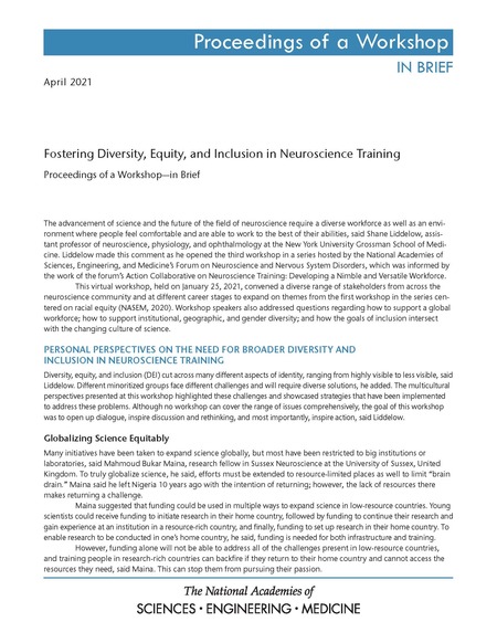 Cover: Fostering Diversity, Equity, and Inclusion in Neuroscience Training: Proceedings of a Workshop—in Brief