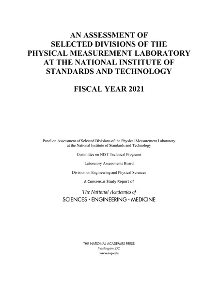 Cover: An Assessment of Selected Divisions of the Physical Measurement Laboratory at the National Institute of Standards and Technology: Fiscal Year 2021