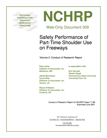 Cover: Safety Performance of Part-Time Shoulder Use on Freeways, Volume 2: Conduct of Research Report