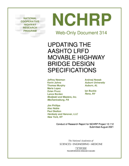 Cover: Updating the AASHTO LRFD Movable Highway Bridge Design Specifications