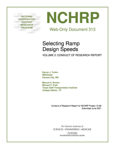 Cover: Selecting Ramp Design Speeds, Volume 2: Conduct of Research Report