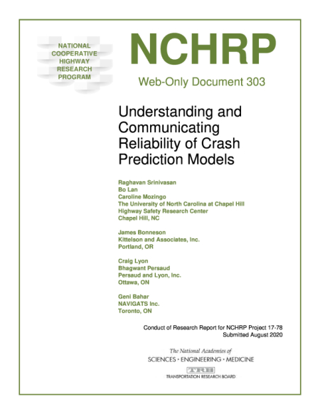 Cover:Understanding and Communicating Reliability of Crash Prediction Models