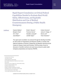 Rapid Expert Consultation on Critical Federal Capabilities Needed to Evaluate Real-World Safety, Effectiveness, and Equitable Distribution and Use of Medical Countermeasures During a Public Health Emergency