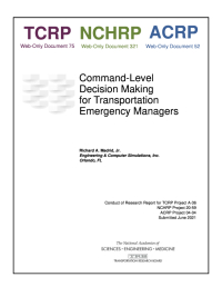 Cover Image:Command-Level Decision Making for Transportation Emergency Managers
