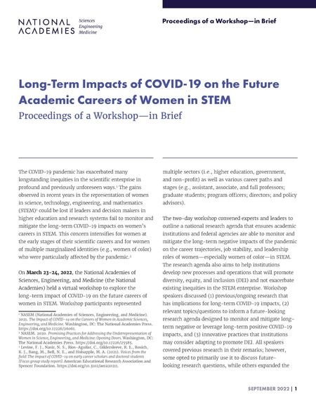 Long-Term Impacts of COVID-19 on the Future Academic Careers of Women in STEM: Proceedings of a Workshop—in Brief