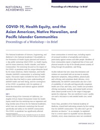 COVID-19, Health Equity, and the Asian American, Native Hawaiian, and Pacific Islander Communities: Proceedings of a Workshop—in Brief