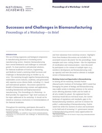 Successes and Challenges in Biomanufacturing: Proceedings of a Workshop–in Brief